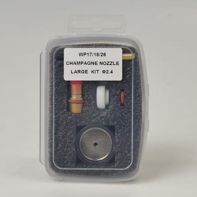 Consumables duraderos para tazas TIG WP17 18 26 Kit de boquilla transparente de champán grande TIG con cuerpo de colleta